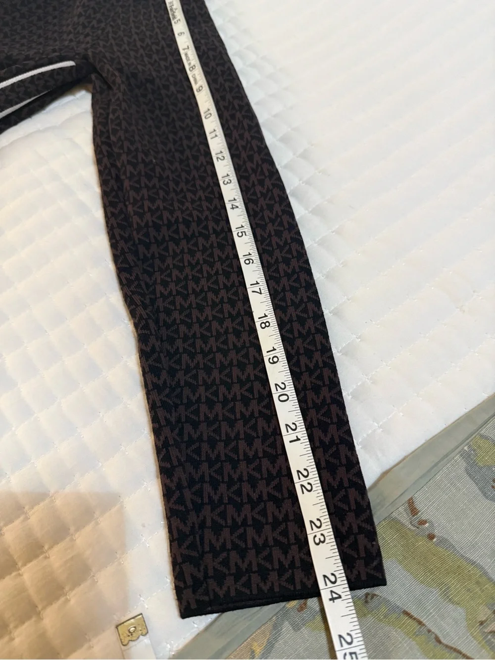 Michael Kors Brown and Black MK-Print Zip-Front Long-Sleeve Dress